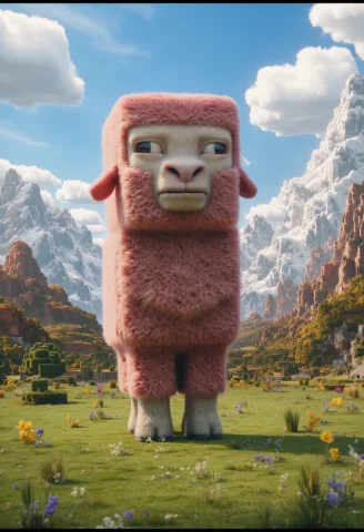 Portrait Of A Man Is A Fun Square Block Full Of Wool In The... — Stable Diffusion AI Prompt: portrait of a man is a fun square block full of wool in the middle of the frame...