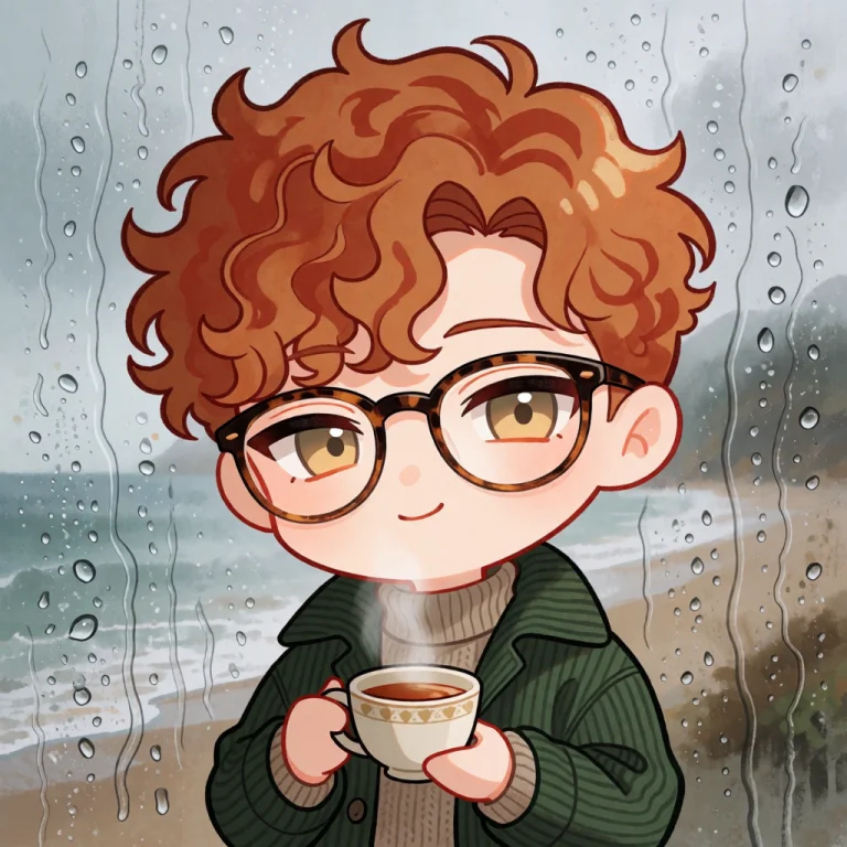 Highres, Absurdres, Chibi, A Chibi Man With A Messy Curly Gi...
