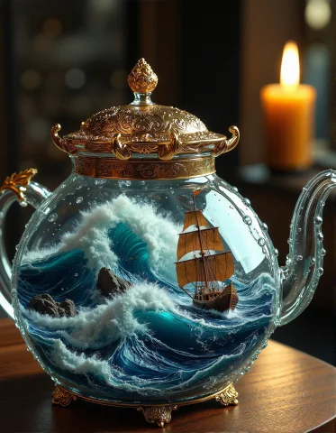 Surreal, Hyper-detailed, Aidmamj6.1, A Surreal And Intricate... — FLUX AI Prompt: surreal, hyper-detailed, aidmamj6.1, A surreal and intricately designed glass te...