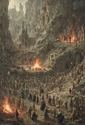 Group Of Iranian Men Amidst. In The Garden Of Earthly Deligh... — SDXL AI Prompt: Group of Iranian men amidst. in “The Garden of Earthly Delights” art Hieronymus...