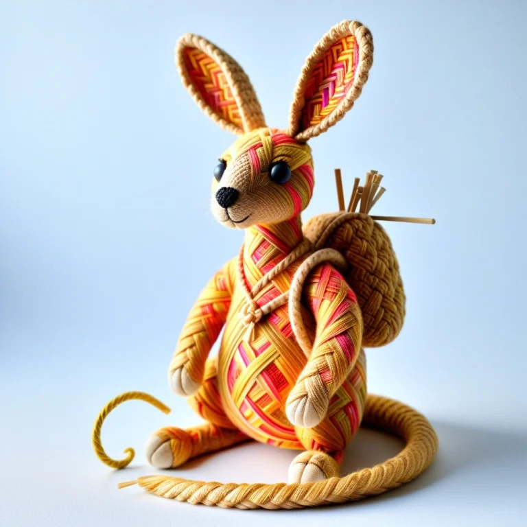 A Whimsical Handcrafted Textile Fantasy Scene A Large Kangar...