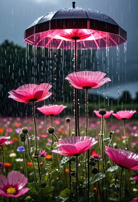 Heavy Rain 2.1 Next To A Futuristic Installation Of Giant Pi...