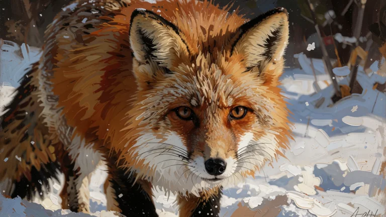 A Close-up Of A Red Fox In The Snow, Highly Detailed Realist...