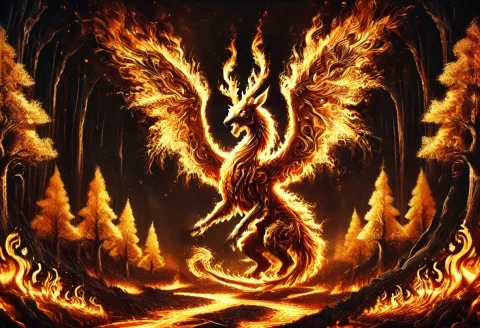 Colossal Mythical Fire Stag Prompt — Stable Diffusion AI Prompt: masterpiece, best quality, amazing quality, absurdres, colossal mythical fire st...