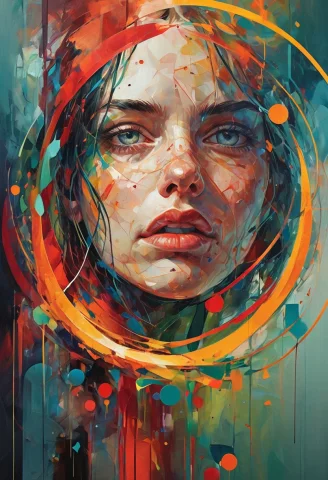 An Eye-catching Abstract Artwork Featuring A Dynamic Arrange... — SDXL AI Prompt: An eye-catching abstract artwork featuring a dynamic arrangement of geometric sh...
