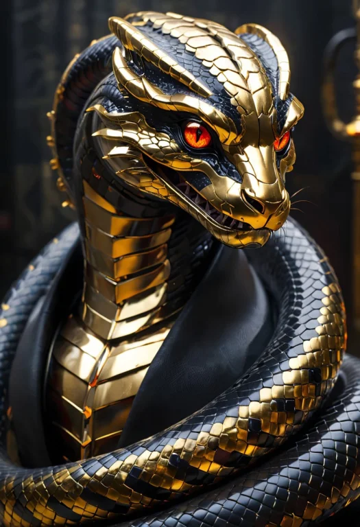 An Insanely Detailed Divine Snake, Golden And Silver In Colo...