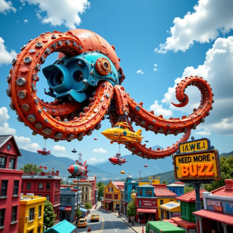 A Vivid, High-speed Photo Of A Gigantic Mechanical Octopus,...