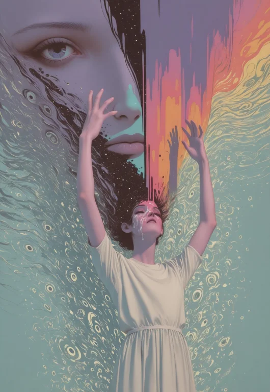 Illusp0s, Su8e, Surreal Illustration, Pastel Violet, Flat Sh...