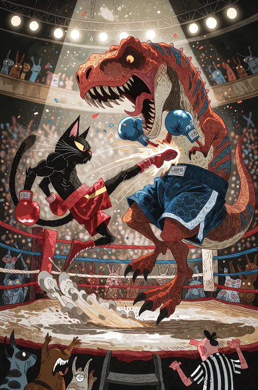 Whimsical Storybook Illustration A Hilarious Action Scene In...