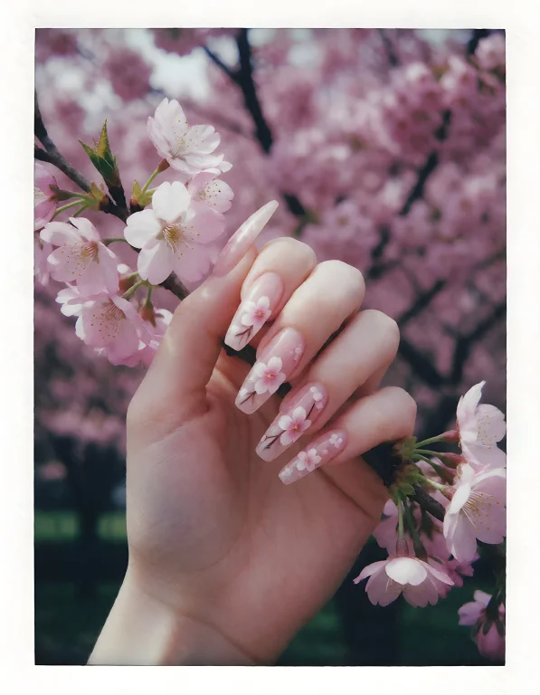 The Image Features A Close-up Of A Hand With Long, Elegantly...