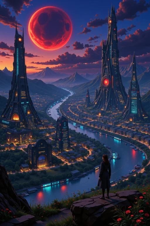 A Futuristic Sci-fi City Of Androids Beautiful Landscape, Du...