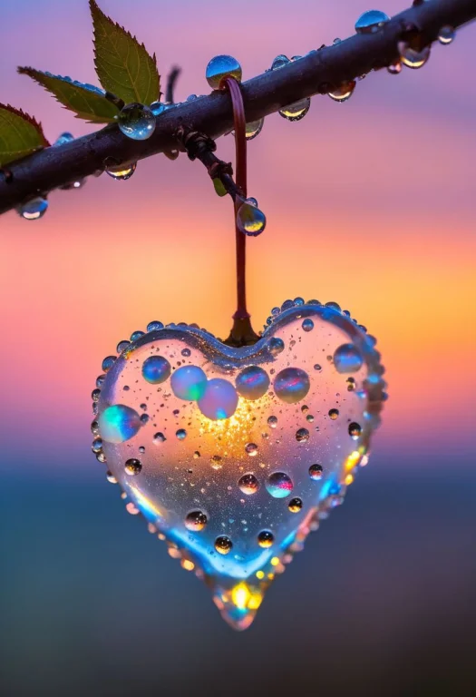 A Delicate Cherry Made Of Opal Hung On Branch In The Early D...