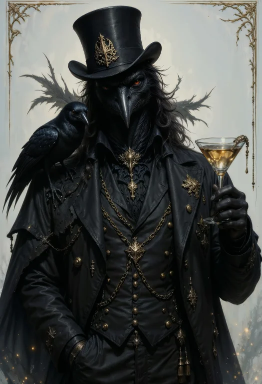 A Dark, Gothic Fantasy Style. The Central Figure Is A Humano...