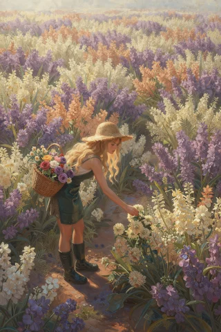 Wide Angeled View Of The Flower Field Shows Amazing Colorful... — Stable Diffusion AI Prompt: wide Angeled view of the flower Field shows amazing colorful and Beautiful flowe...