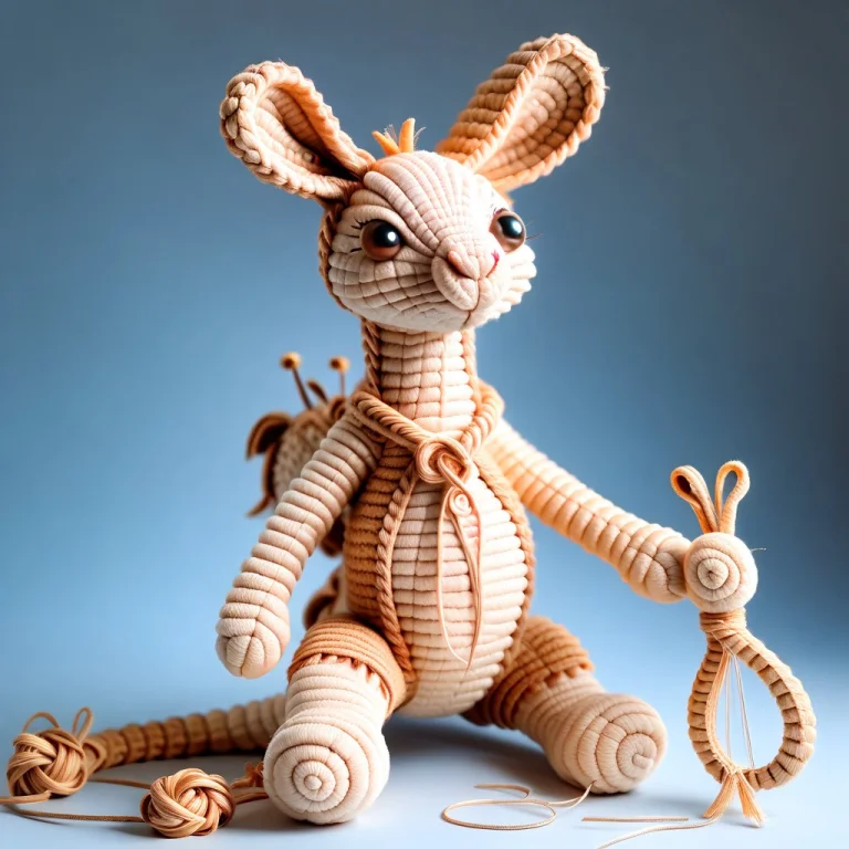 Whimsical Handcrafted Textile Fantasy, Giant Kangaroo Woven...