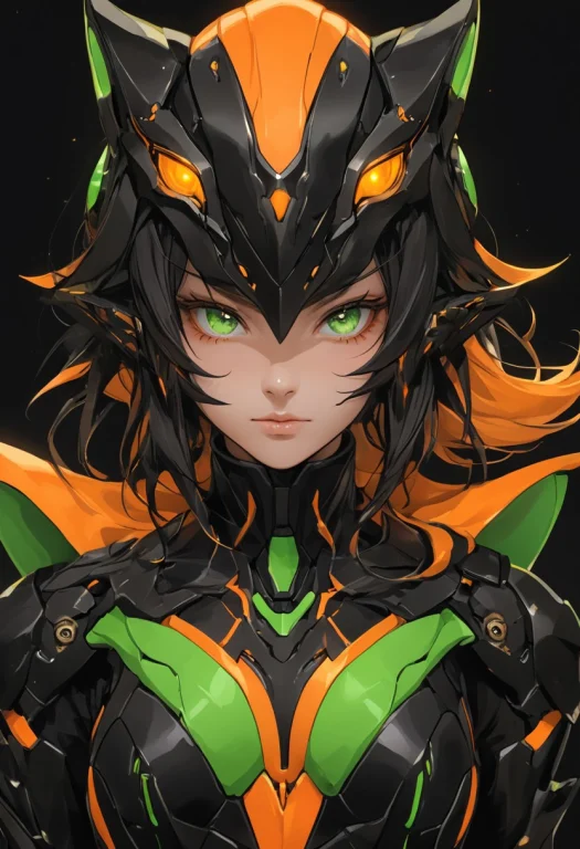 Dark Background, Green Orange Black,