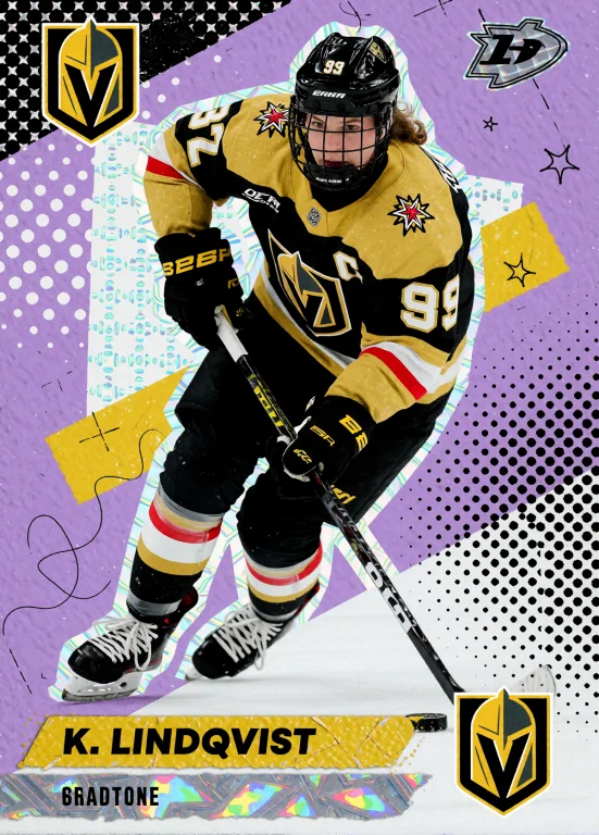 Pstecrime, Adult Female Ice Hockey Player In A Black And Gol...