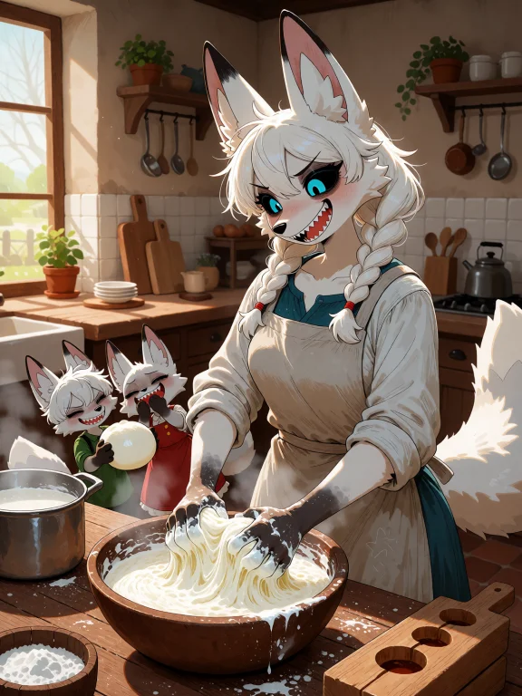 Photorealistic, Warm Rustic Kitchen, Spring Morning. Raithwy...