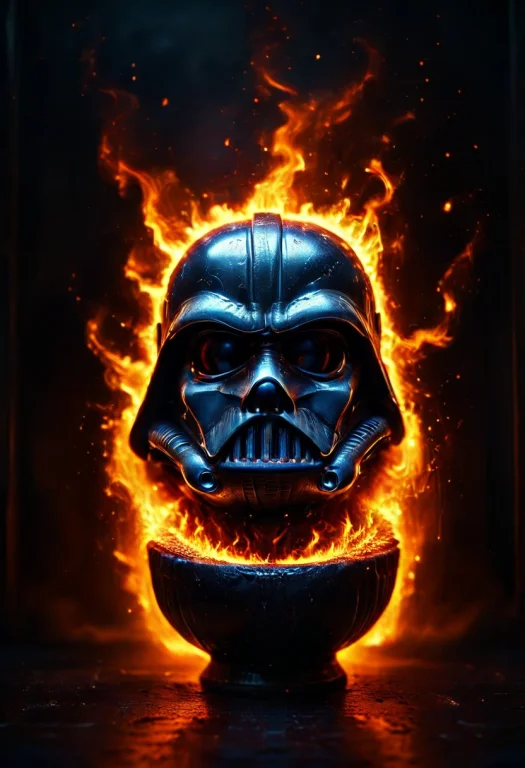An Epic Dark Vader In Toilet, Made Of Fire, Flamestyle, Mast...