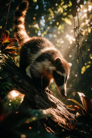 Ta86inkriot, Thin Black Outlines, A White-nosed Coati Pausin... — Stable Diffusion AI Prompt: ta86_inkriot, thin black outlines, A white-nosed coati pausing on a fallen ceiba...