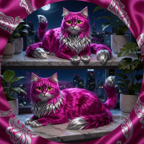 Stable Diffusion Kitty Cat Prompt — Stable Diffusion AI Prompt: Animestyle. The image is split in the middle, it shows a close-up front view and...
