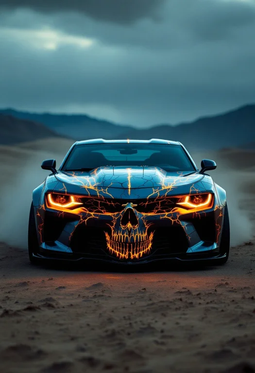 A Cinematic Image Of A Striking And Unique Car, Seemingly A...