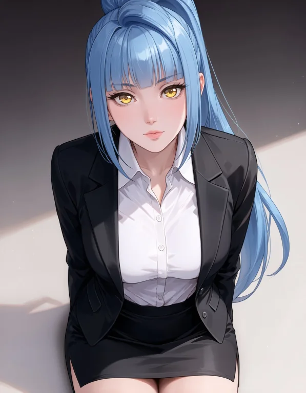 Arttoru, Nonakakurumi, Yellow Eyes, Long Blue Ponytail Hair,...