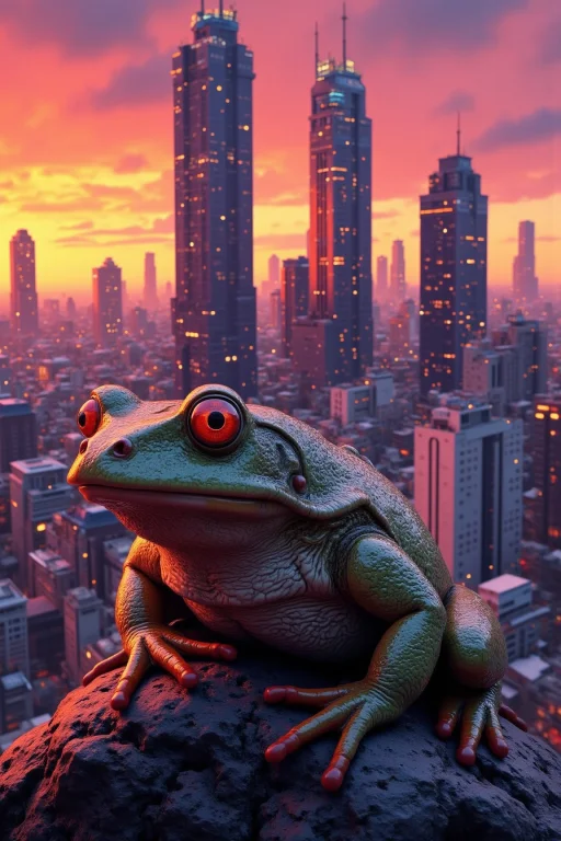 Yfg-fce, Yfg-zaat, A Neon-lit Cityscape At Dusk, A Vibrant O...