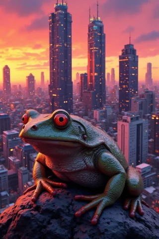 Yfg-fce, Yfg-zaat, A Neon-lit Cityscape At Dusk, A Vibrant O... — FLUX AI Prompt: yfg-F@ce, YFG-Zaat, A neon-lit cityscape at dusk, a vibrant orange-pink sky blen...