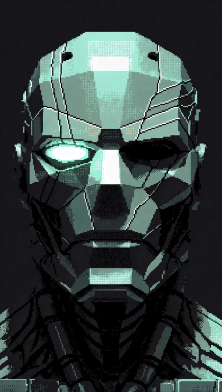 130. Dd Warforged Head, Sleek Geometric Facet Design, Glowin...