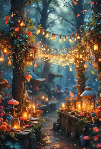 An Image Of A Fairy Market, As Imagined From Our Conversatio... — SDXL AI Prompt: An image of a fairy market, as imagined from our conversation. This market is a...