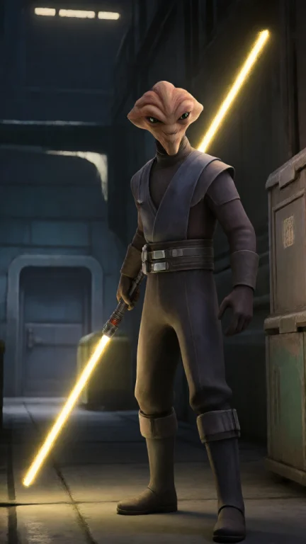 P3n, An Alien Warrior. He Is Standing With A Yellow Double B...