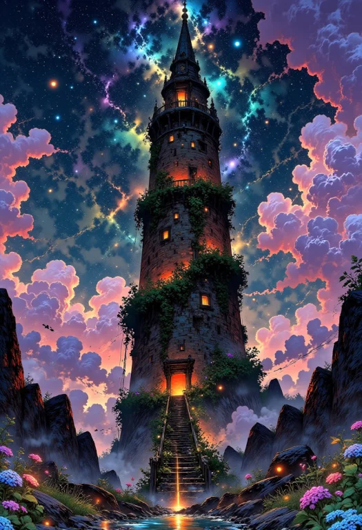 The Eternal Bloom Spire  A Floating Tower Entwined With Cele...