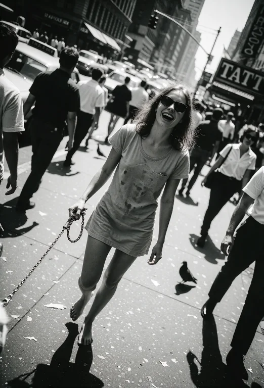 A Dynamic, Tilted-frame Candid Street Shot In The Energetic...