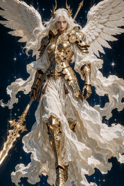 A Digital Artwork Depicting A Powerful, Ethereal Female Warr...