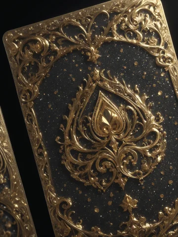 Playing Cards Made With Gold And Diamonds, Glitter On The Bl... — SDXL AI Prompt: playing cards made with gold and diamonds, glitter on the black background, 3d r...