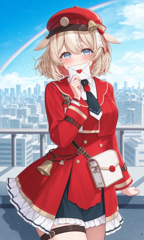 Suzuna Tsuzuri, Short Hair, Red Hat, Cabbie Hat, Animal Ears...