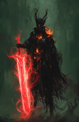 A Towering, Shadowy Figure Dominates The Center Of This Digi... — Stable Diffusion AI Prompt: A towering, shadowy figure dominates the center of this digital painting, appear...