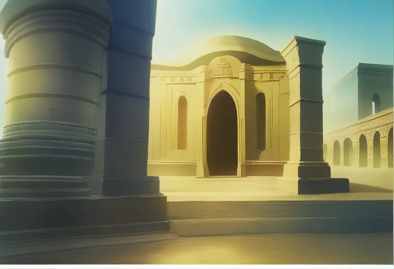 An Egyptian Temple Half-buried In Golden Sand, Fantasy Illus...