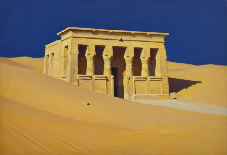 An Egyptian Temple Half-buried In Golden Sand, Gouache Paint...