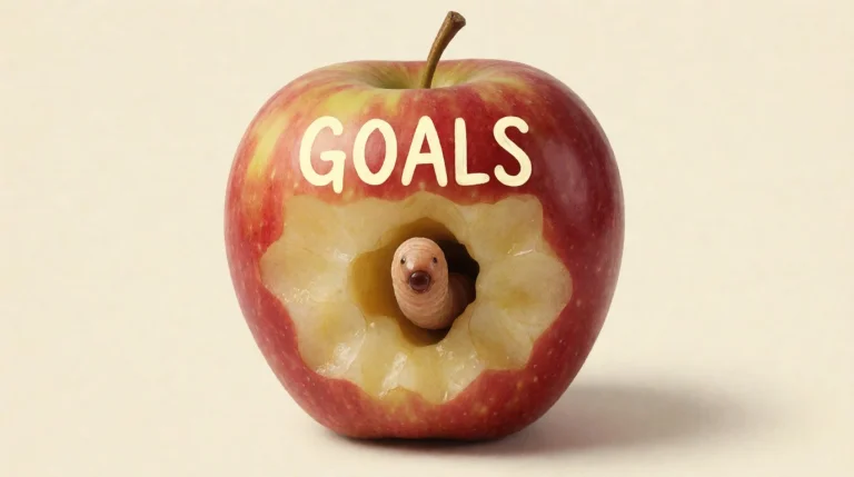 Apple With A Worm In It, Worm Facing Viewer, Goals Written O...