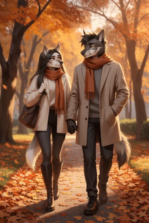 R1lisit1ka, An Anthro Wolf Couple Walking Hand In Hand Throu...