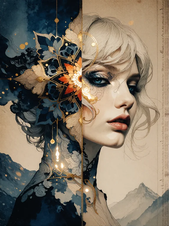 Bradhamel Art Style. A Surreal Portrait Of A Woman In Profil...