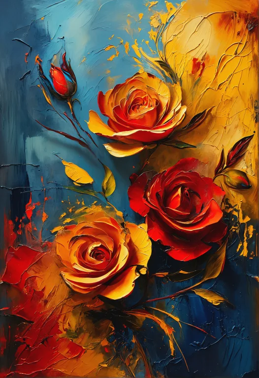 Abstract Painting In Boho Style, Beige And Dark Blue Canvas,...