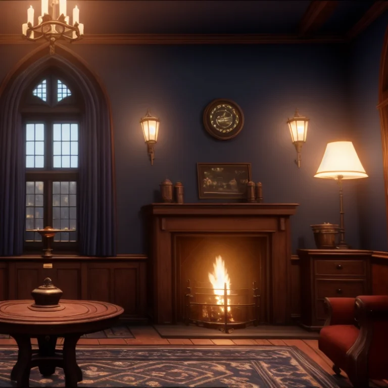 Inside Common Room, Fireplace,ravenclaw,blue Dark,wide View,...