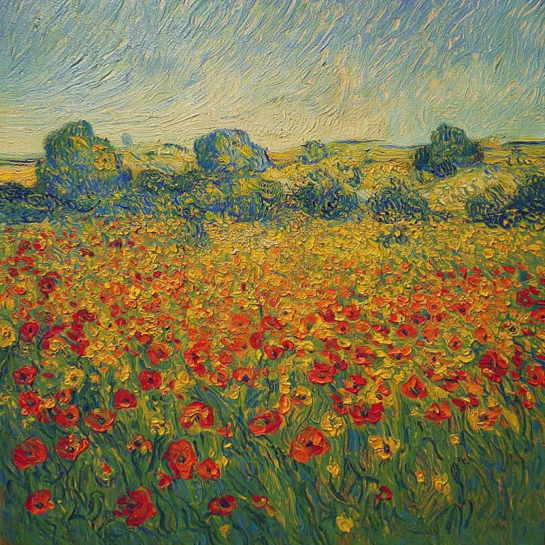 R1792f2dvangog The Painting Depicts A Vibrant Field Of Poppi...