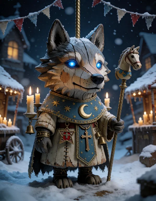 Carousel Wolf Saint Create A Peculiar Wolf-headed Saint With...