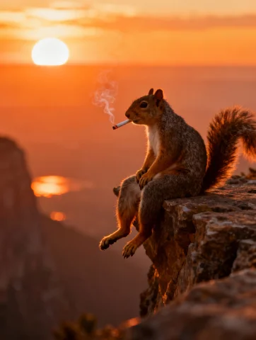 An Ultra-realistic Iphone 17 Snapshot Of A Squirrel Sitting... — Stable Diffusion AI Prompt: An ultra-realistic iPhone 17 snapshot of a squirrel sitting at the edge of a roc...