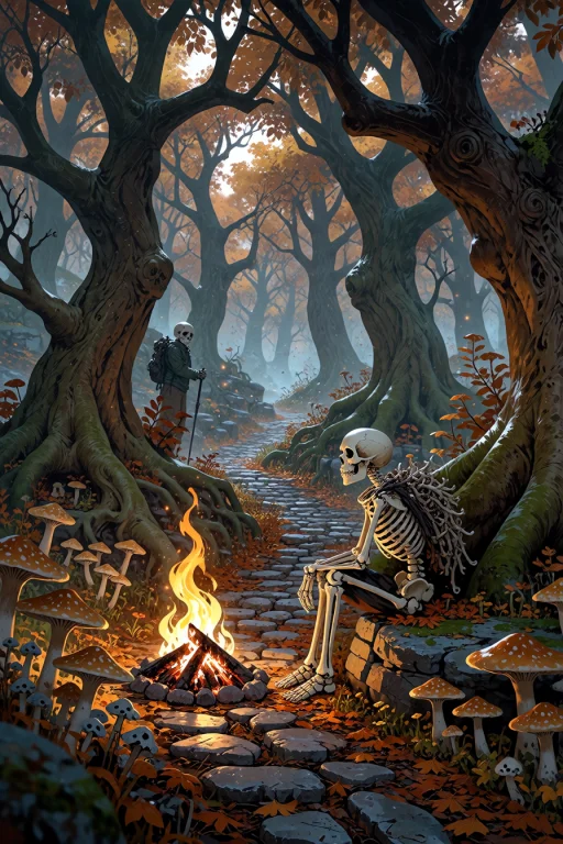 , Boneswm, A Cozy Autumn Forest With Trees Of Branching Antl...