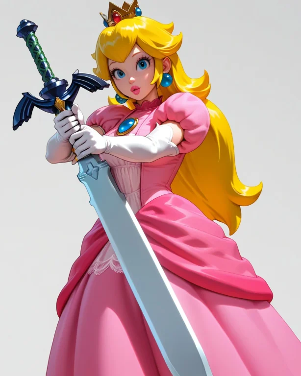 Loramastersword1,mastersword,princess Peach,holding Mastersw...
